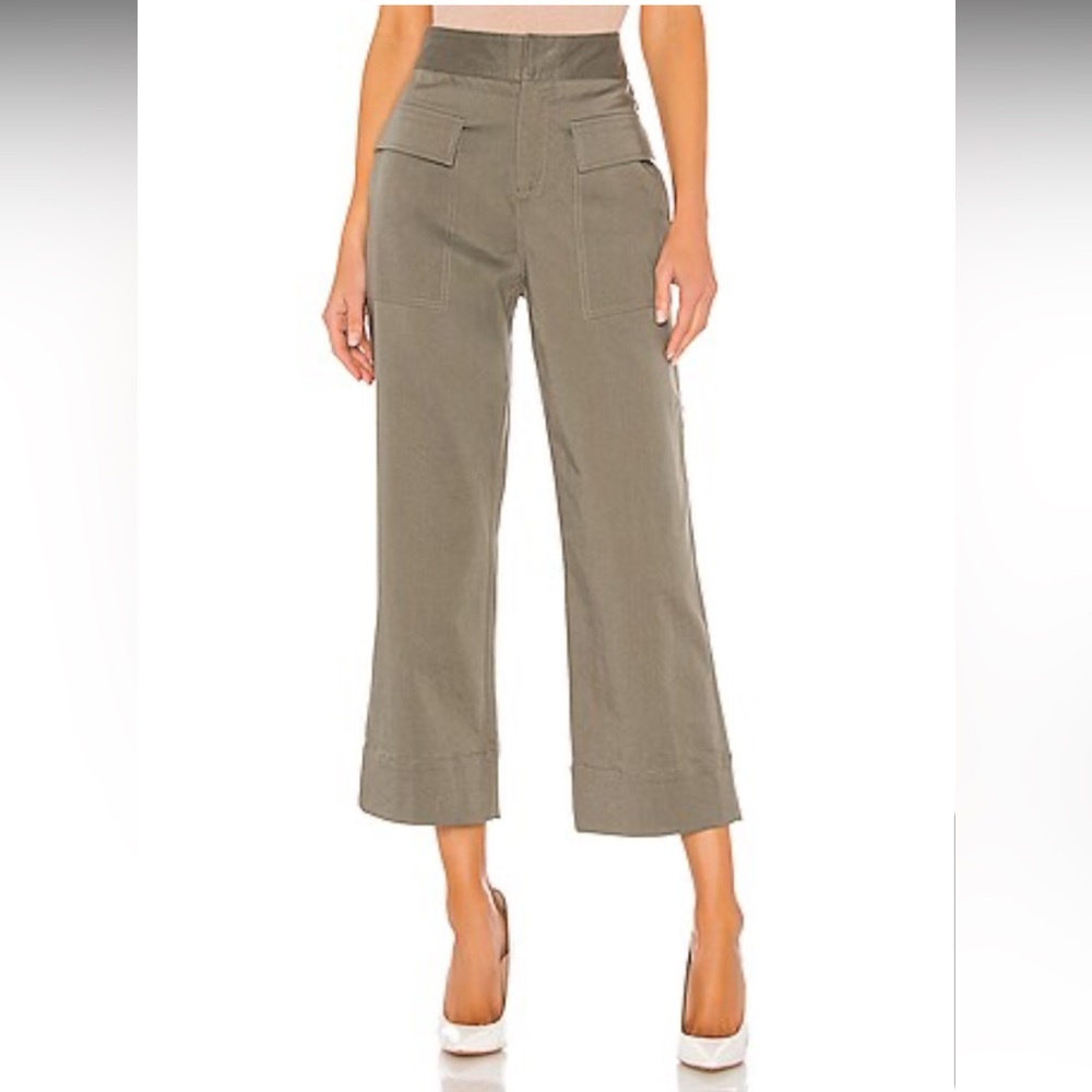 ATM Cotton Wide Leg Cropped Pants Olive Green Anthony Thomas Melillo Size 6